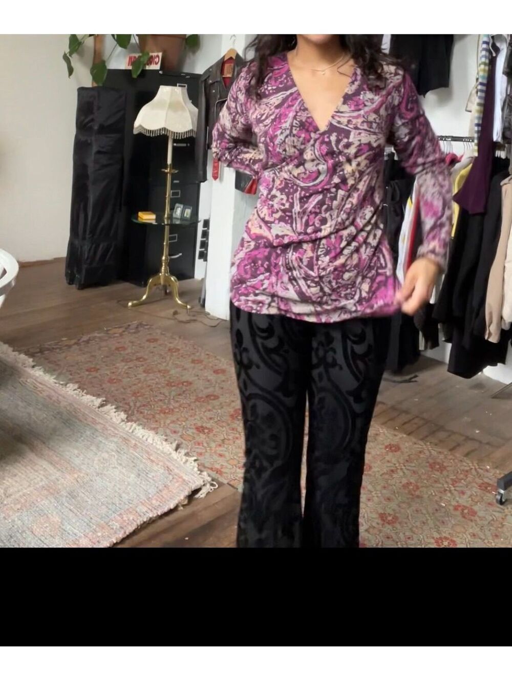 pink purple paisley wrap top - 18-26” ptp